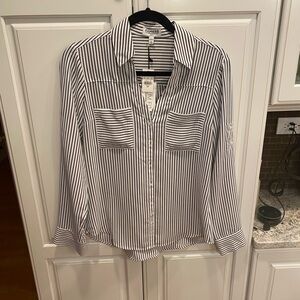 Express Black and White Striped Shirt